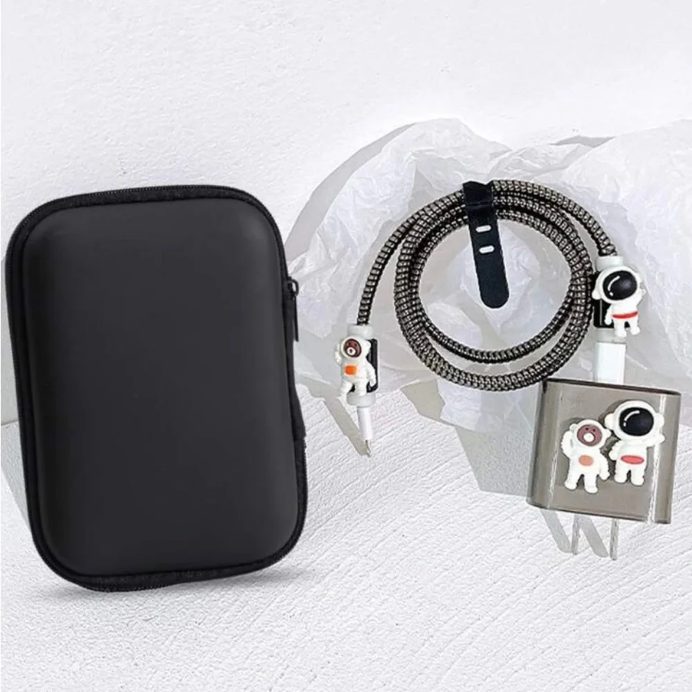 6pcs Bear Decor Anti-breakage Data Cable Protector & Charger Head Cover & Bag